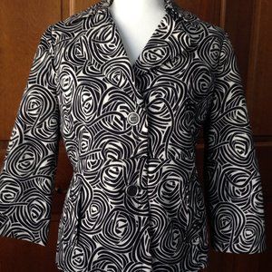 Rafaella Black & White Button Front Jacket, 3/4 length sleeves, lined, size 10